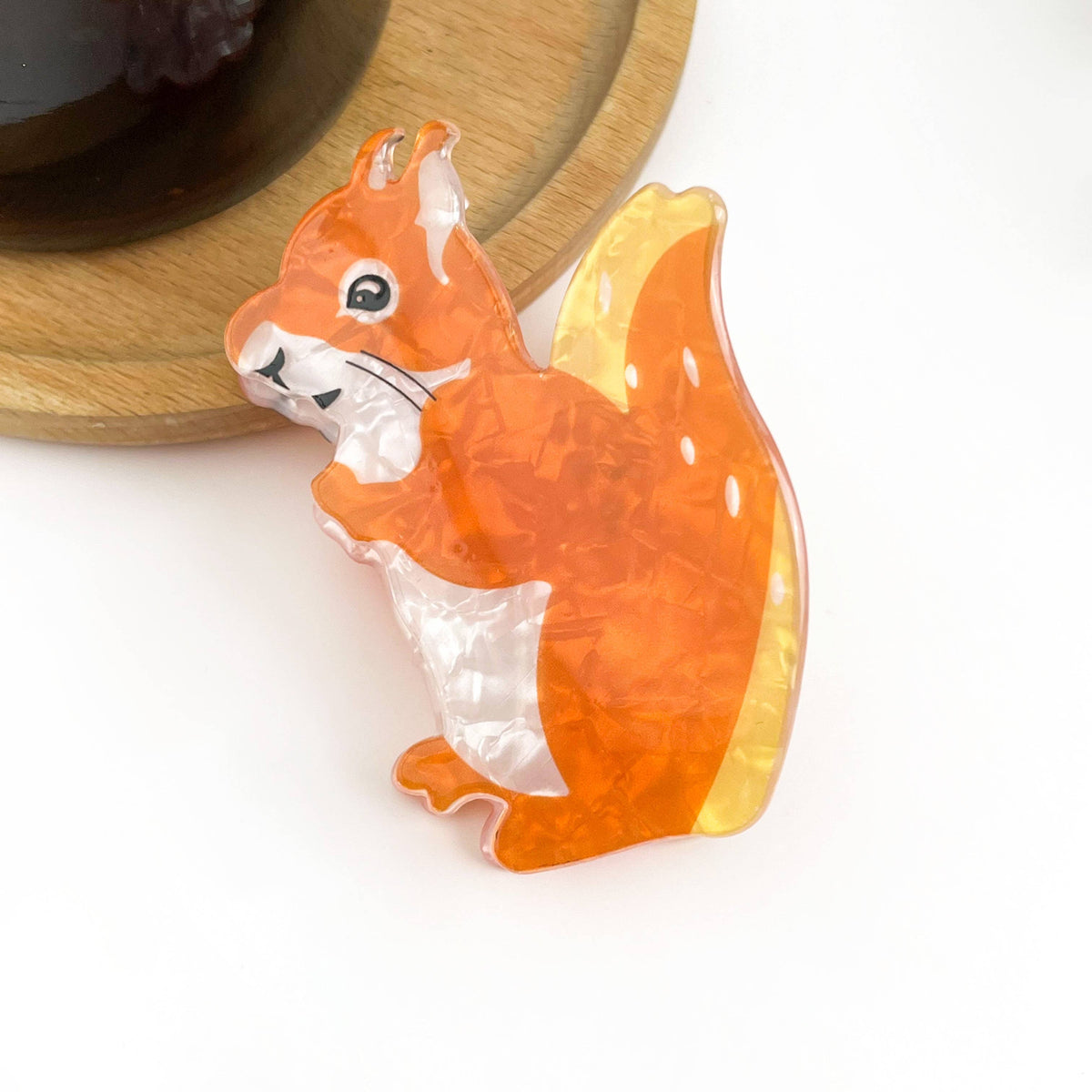 Orange Squirrel Acrylic Hair Claw Clip