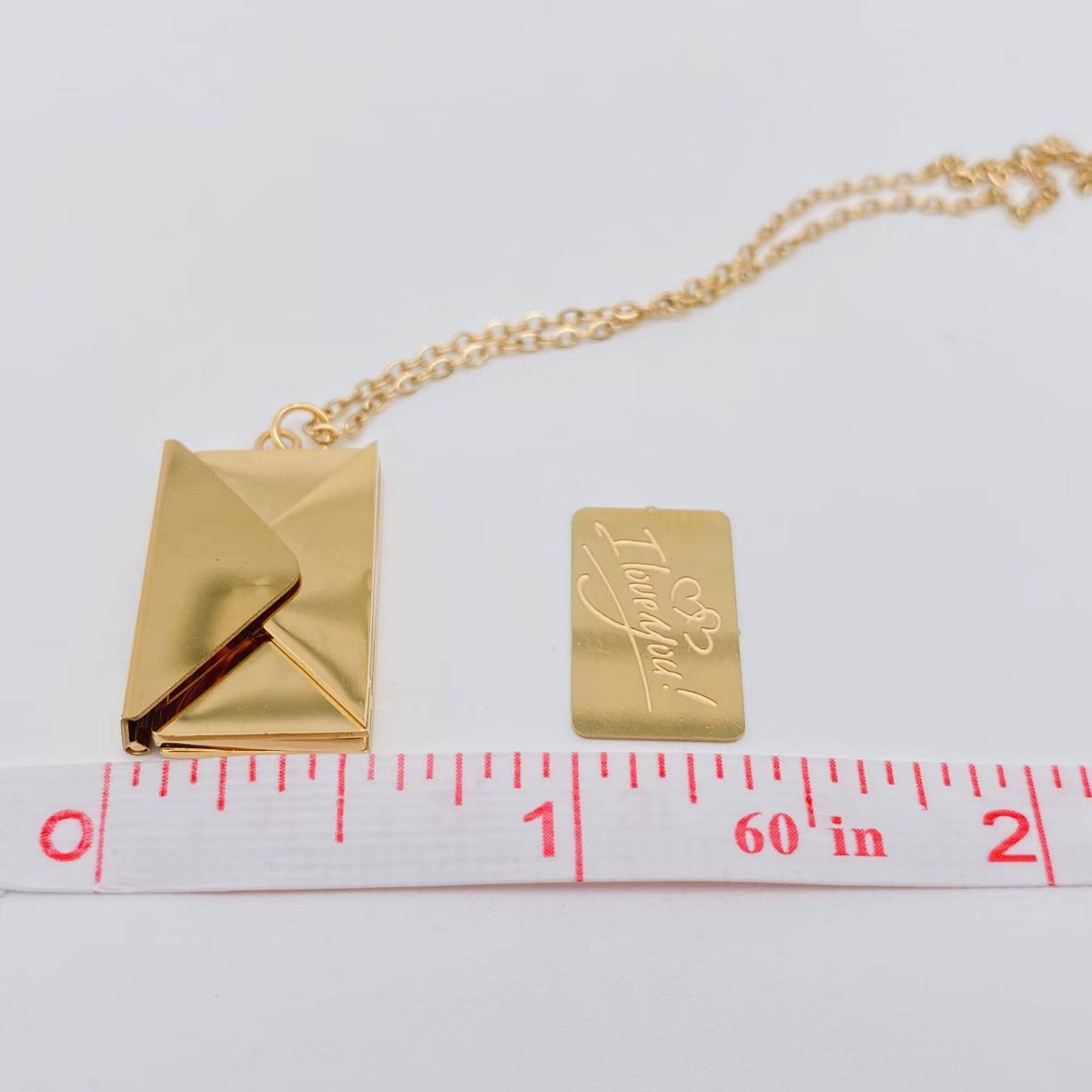 "I Love You" Stainless Steel Openable Envelope Necklace
