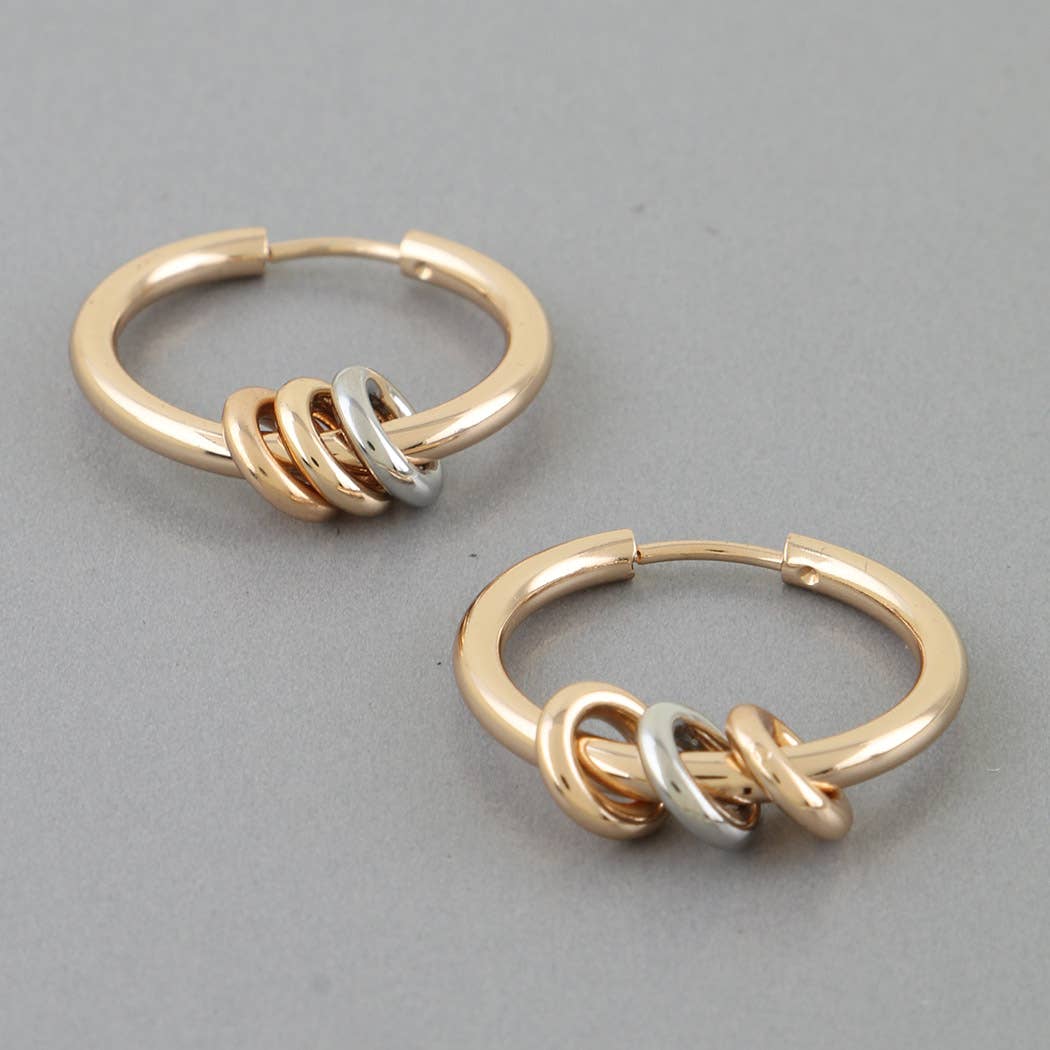 Two Toned Loop Hoop Earrings