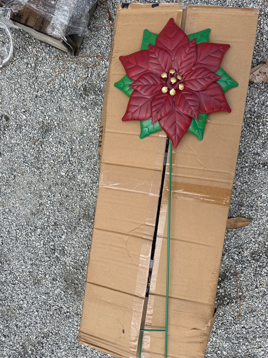 Large Metal Poinsettia on Pole