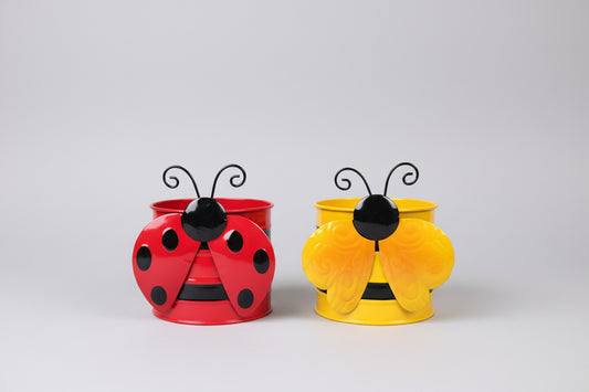 Assorted Metal Ladybug Planter and Bee planter