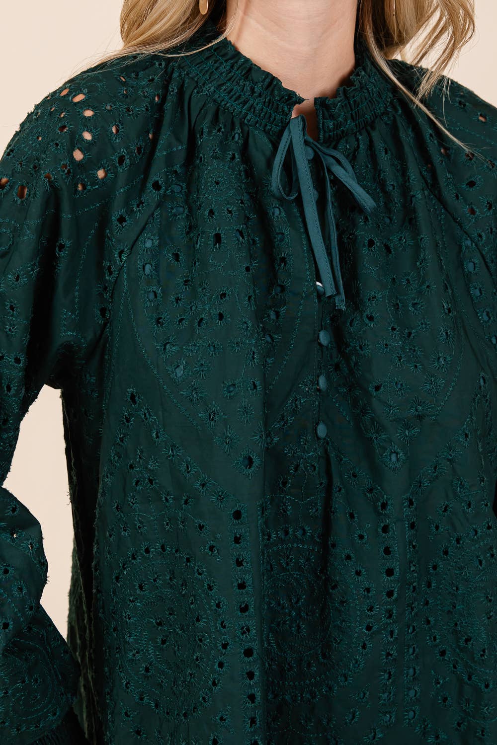 Evergreen Eyelet Mini Dress