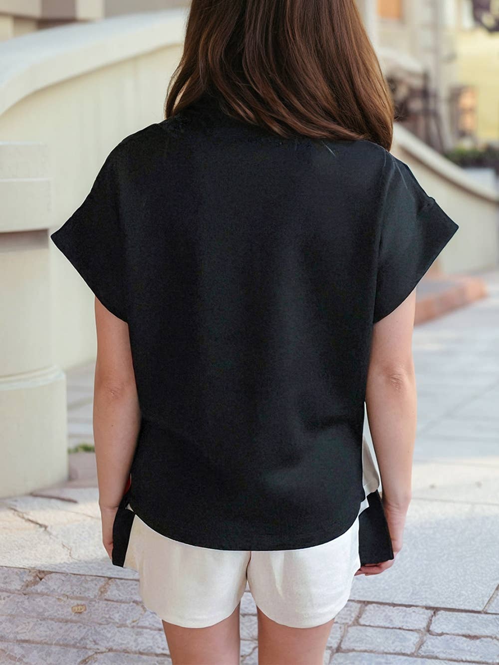 Contrast Zipped Stand Collared T-Shirt & Short Set