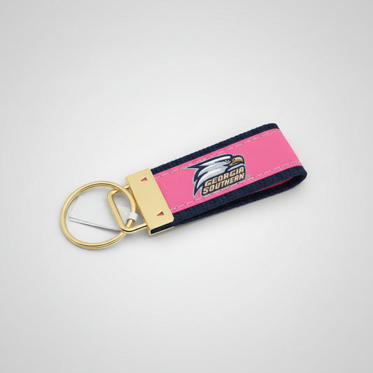 Zep-Pro Ribbon Key Chain Pink/Navy Georgia Southern
