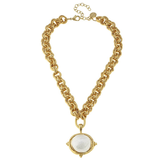 Gold Chain Necklace with Cotton Pearl