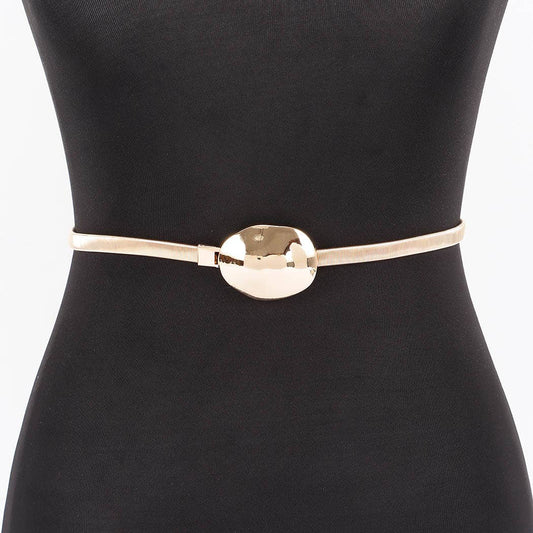 Metal Buckle Wide Spring Belt