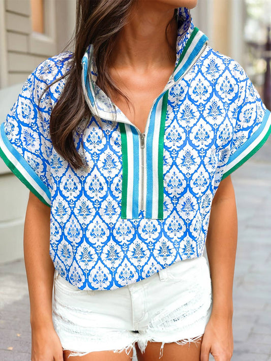 Abstract Bliss Blouse – Sky Blue