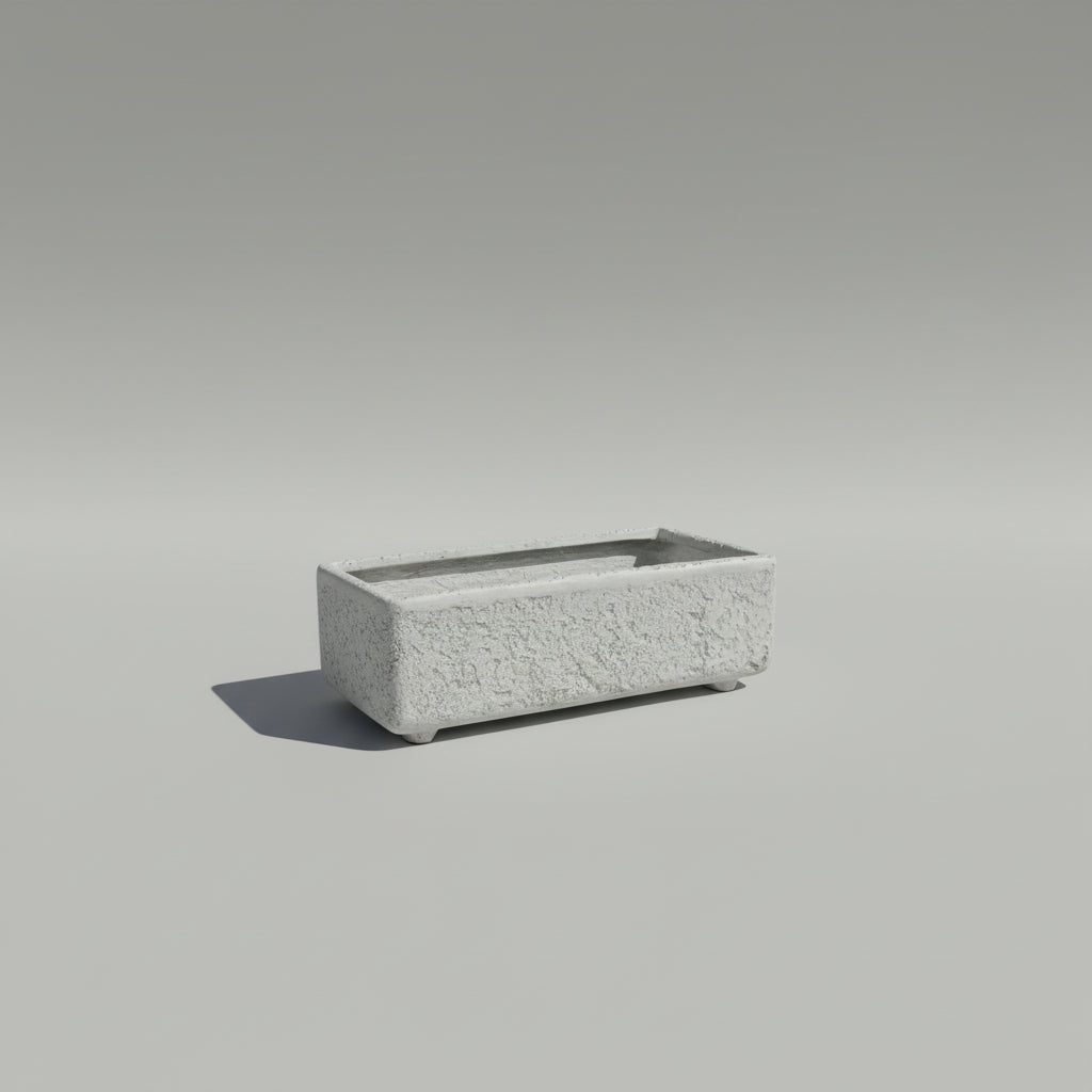 Rectangular Footed Pot 8 x 16 x 5.38 Volcanic Ash White