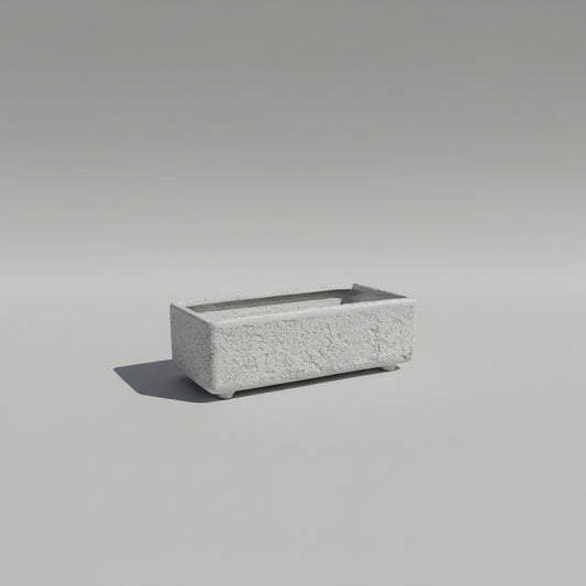 Rectangular Footed Pot 8 x 16 x 5.38 Volcanic Ash White