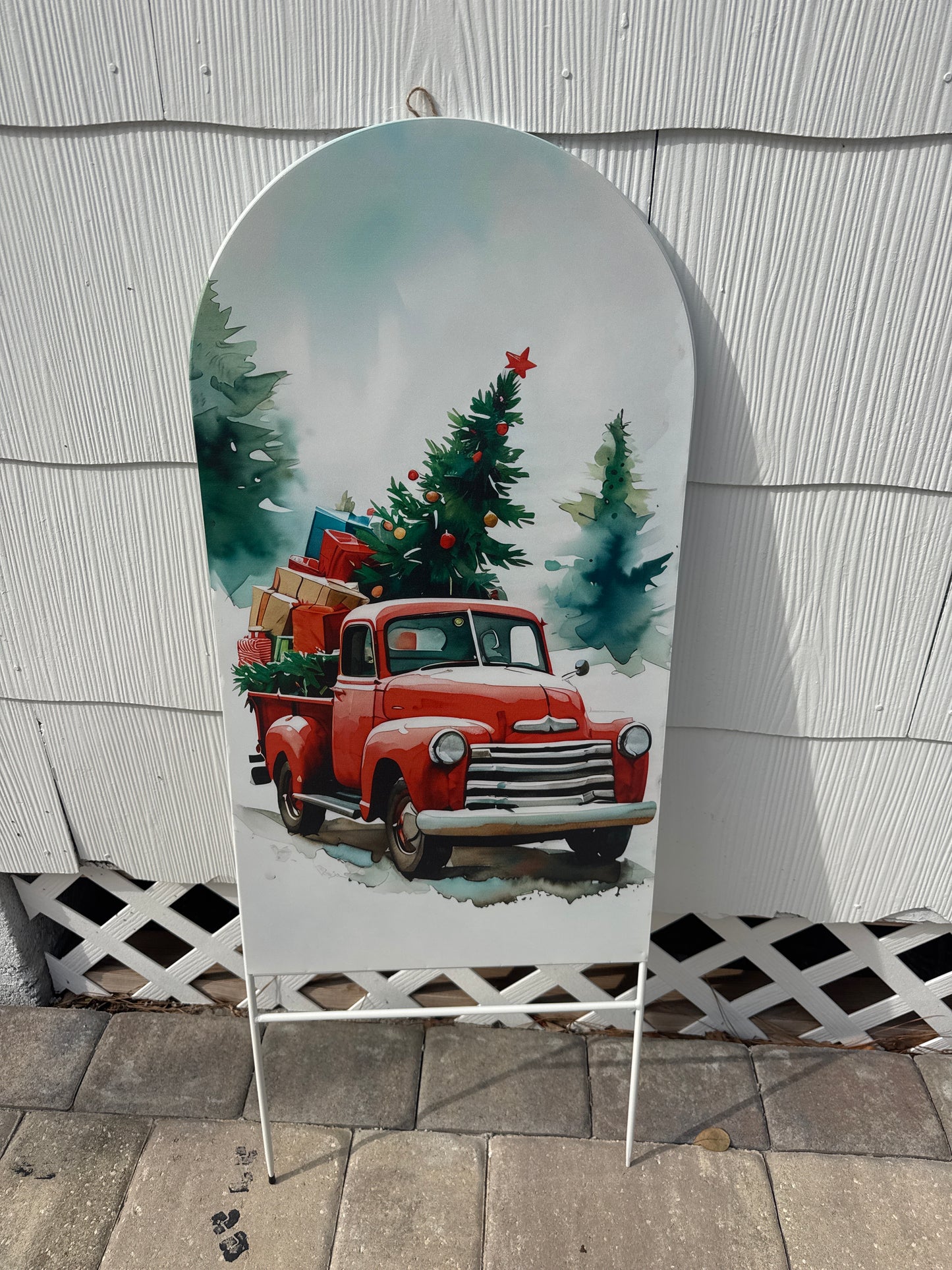 Metal Christmas Truck on 2 Poles