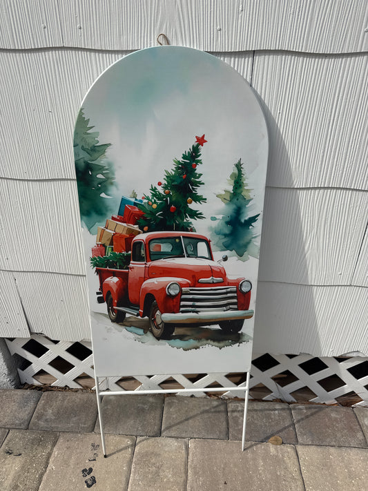 Metal Christmas Truck on 2 Poles