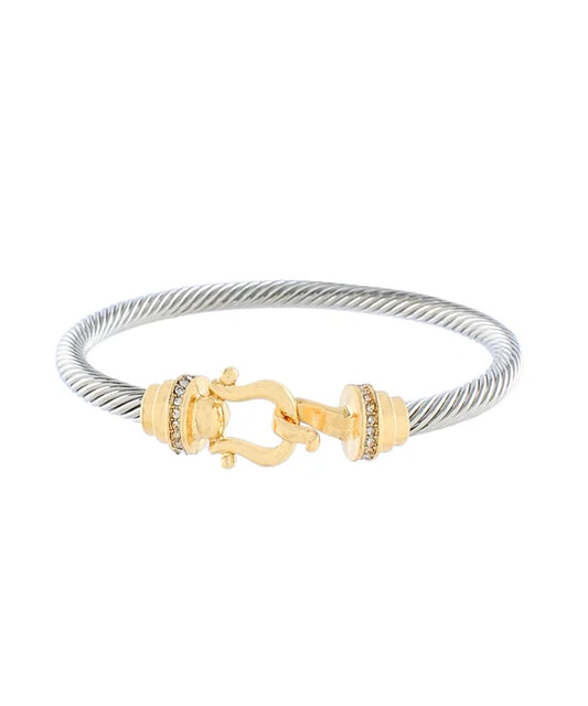 Two Tone Horsebit Cable Bracelet