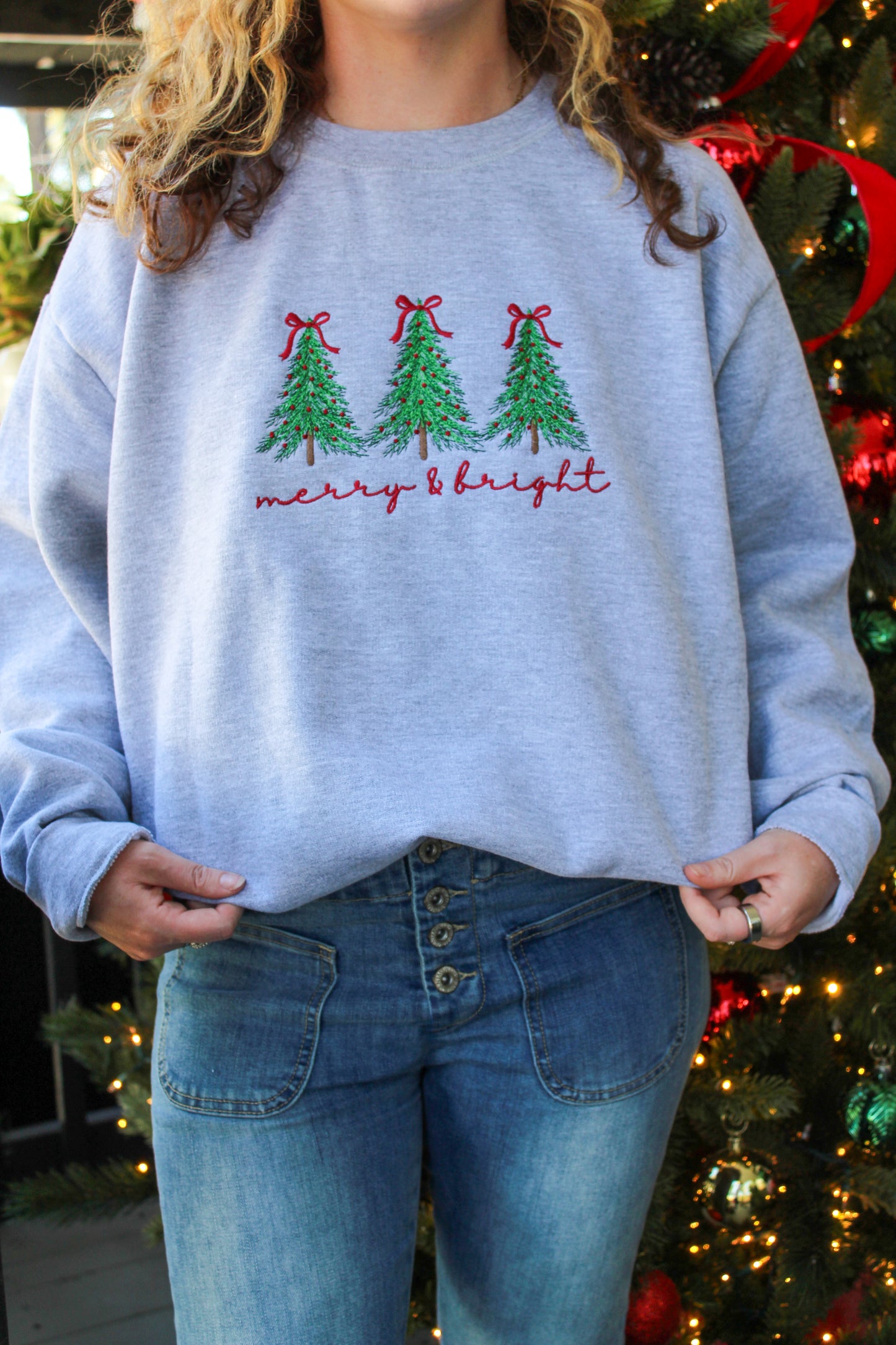 Merry & Bright Tree Crew Neck