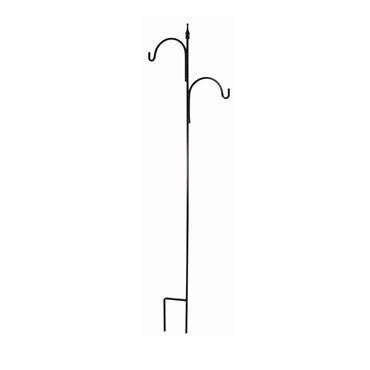 🌿 American™ Gardenworks Tall Shepherd’s Hook with Finial  24” W x 90” H • Square • Matte Black • Offset Hooks