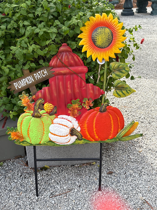 Metal Fall Fire Hydrant with Pumpkins