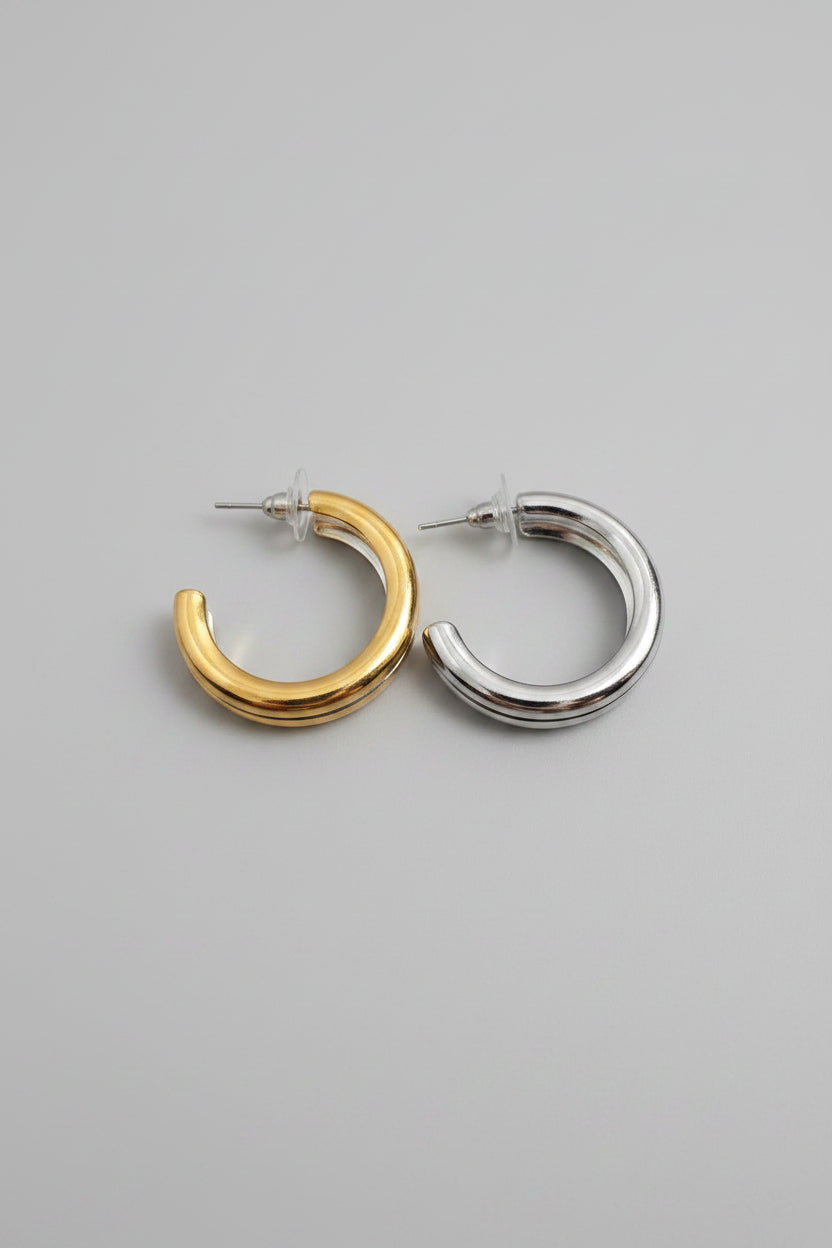 Two Toned Double Layered Stainless Steel Hoops