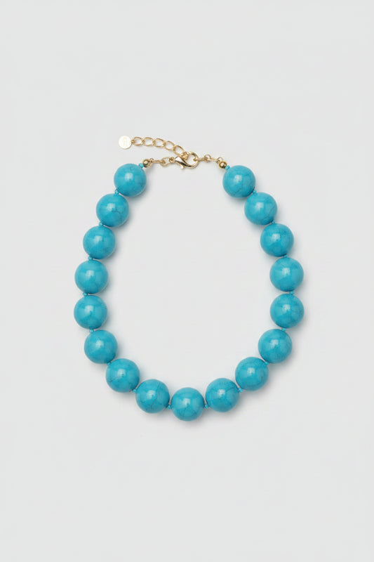 25mm Blue Marble Ball Necklace