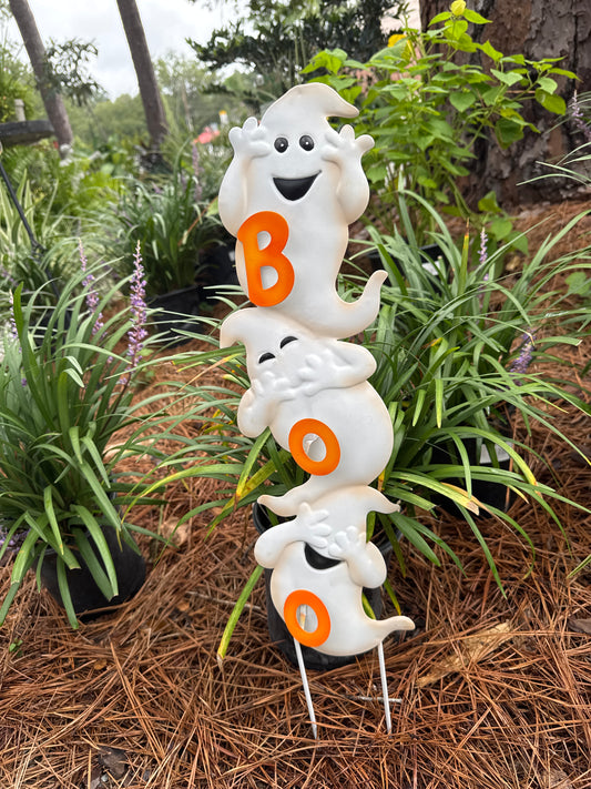 Metal Halloween 3 Stack Boo Ghost