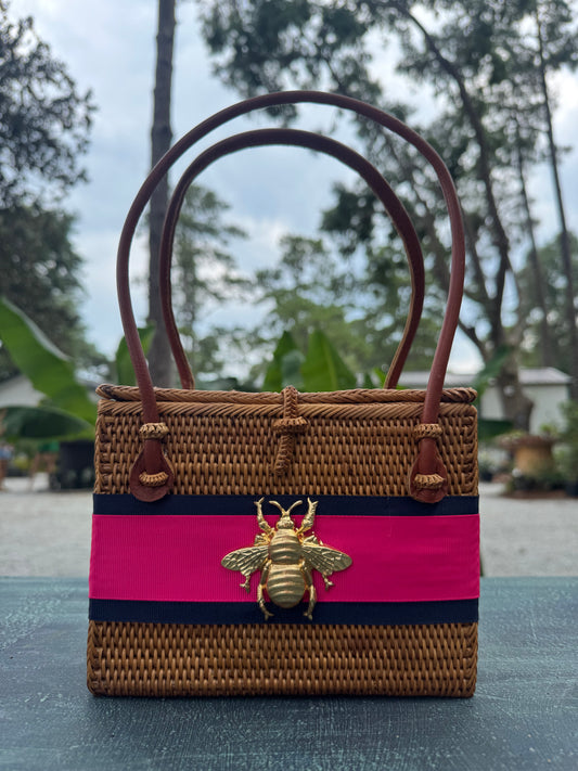 Lisi Lerch Navy/Hot Pink Layer Bee Purse