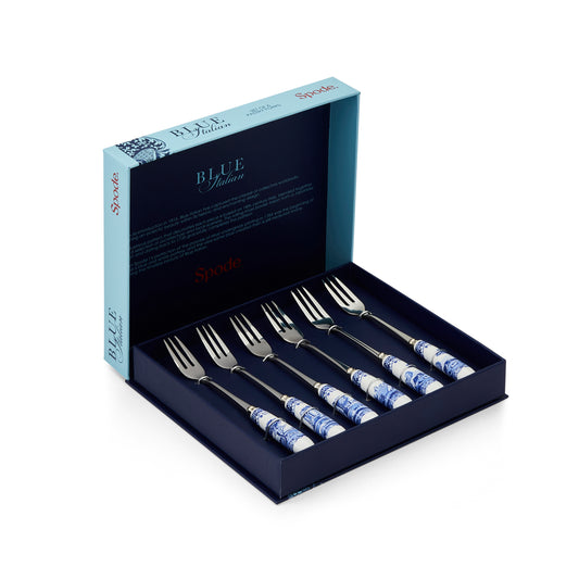 Blue Italian Set of 6 Pastry Forks