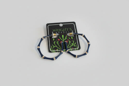 Navy Epoxy Bamboo Shape Earrings