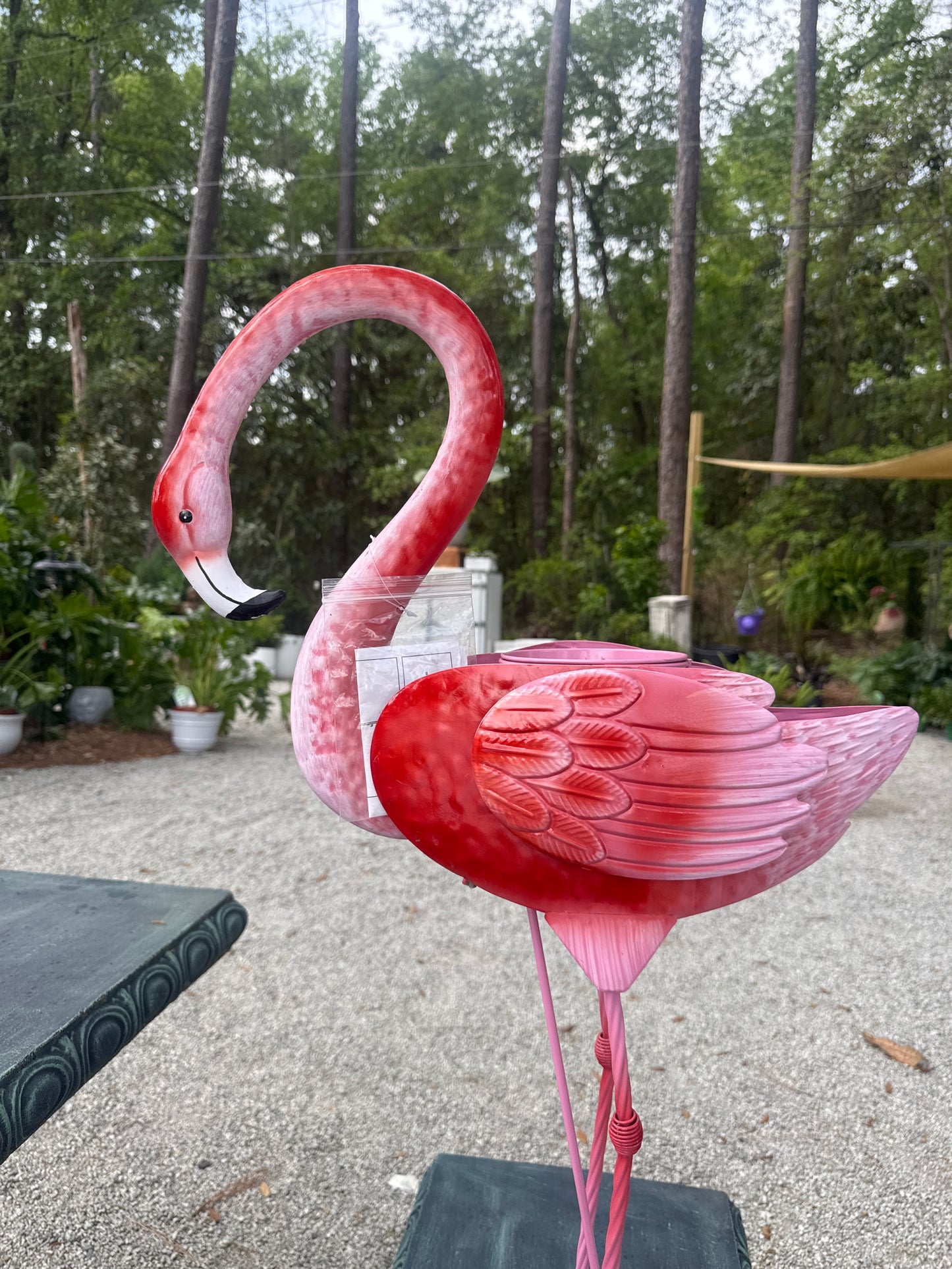 Metal Moving Flamingo Planter