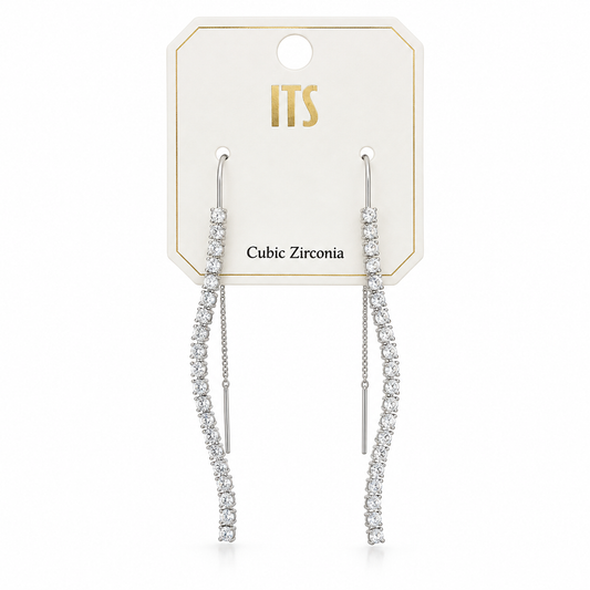 CZ stone chain threaded earrings
