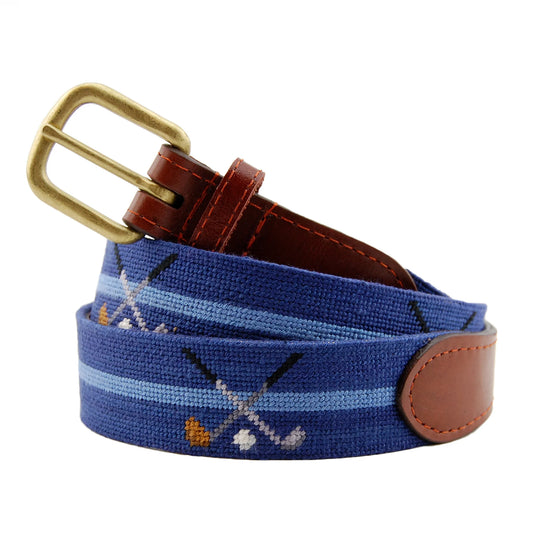 Smathers & Branson Crossed Clubs Belt – Classic Navy | Men’s Premium Accessories