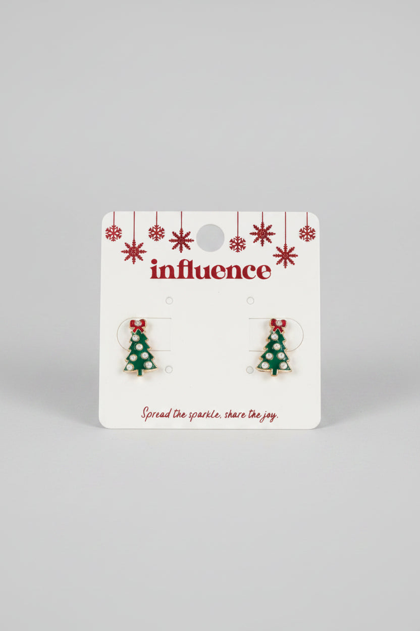Christmas Tree Enamel Earrings