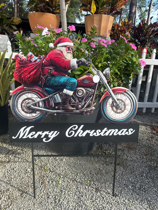 Metal Santa on Motorcycle