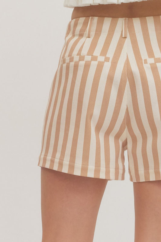 Tan Striped Shorts