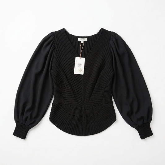 Black Long Sleeve Knit Top xs