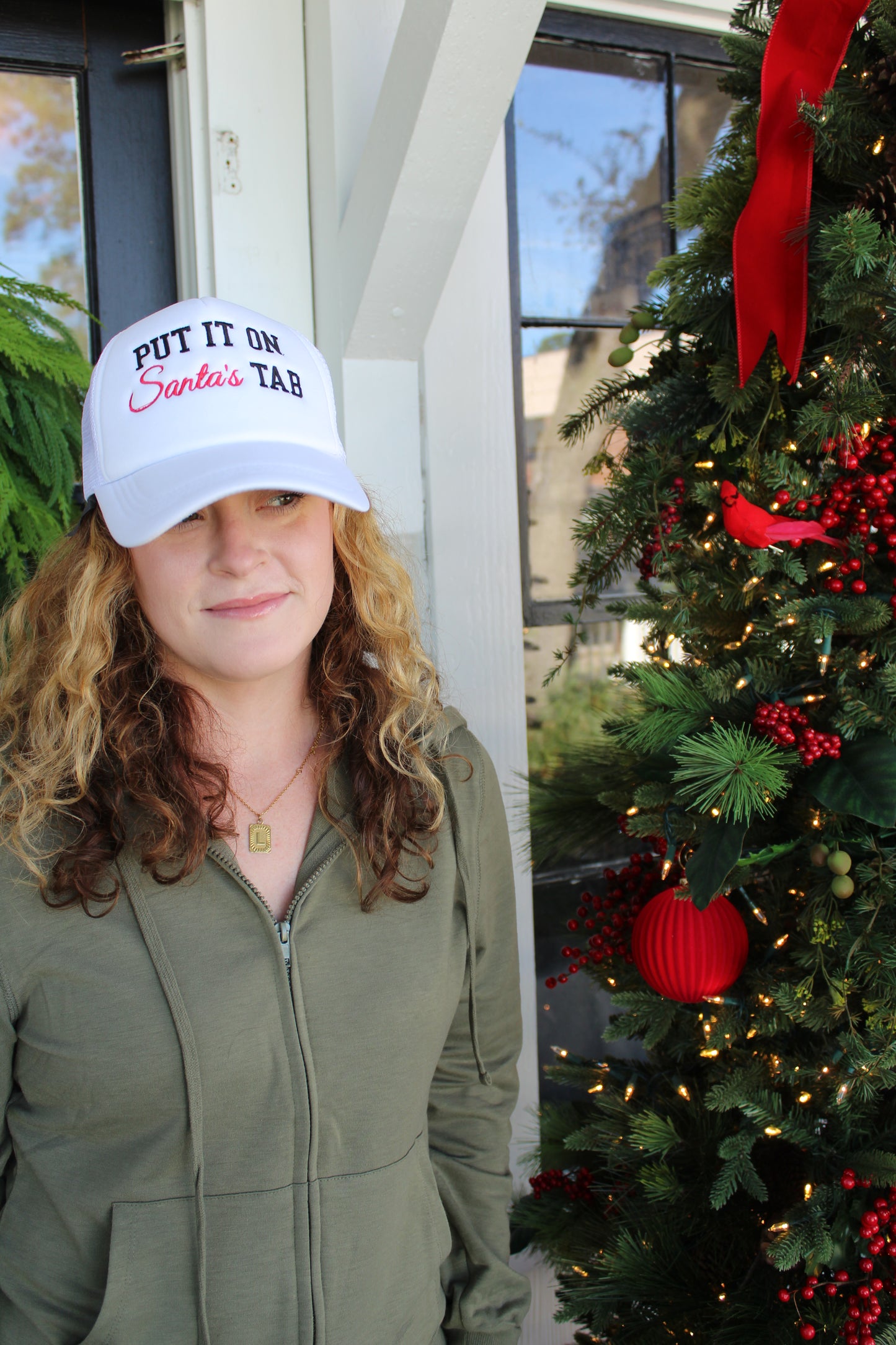 "Put It on Santas Tab" Trucker Hat White