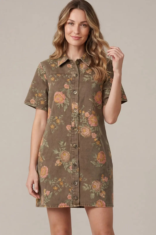 She + Sky Bluebell Denim Floral Dress
