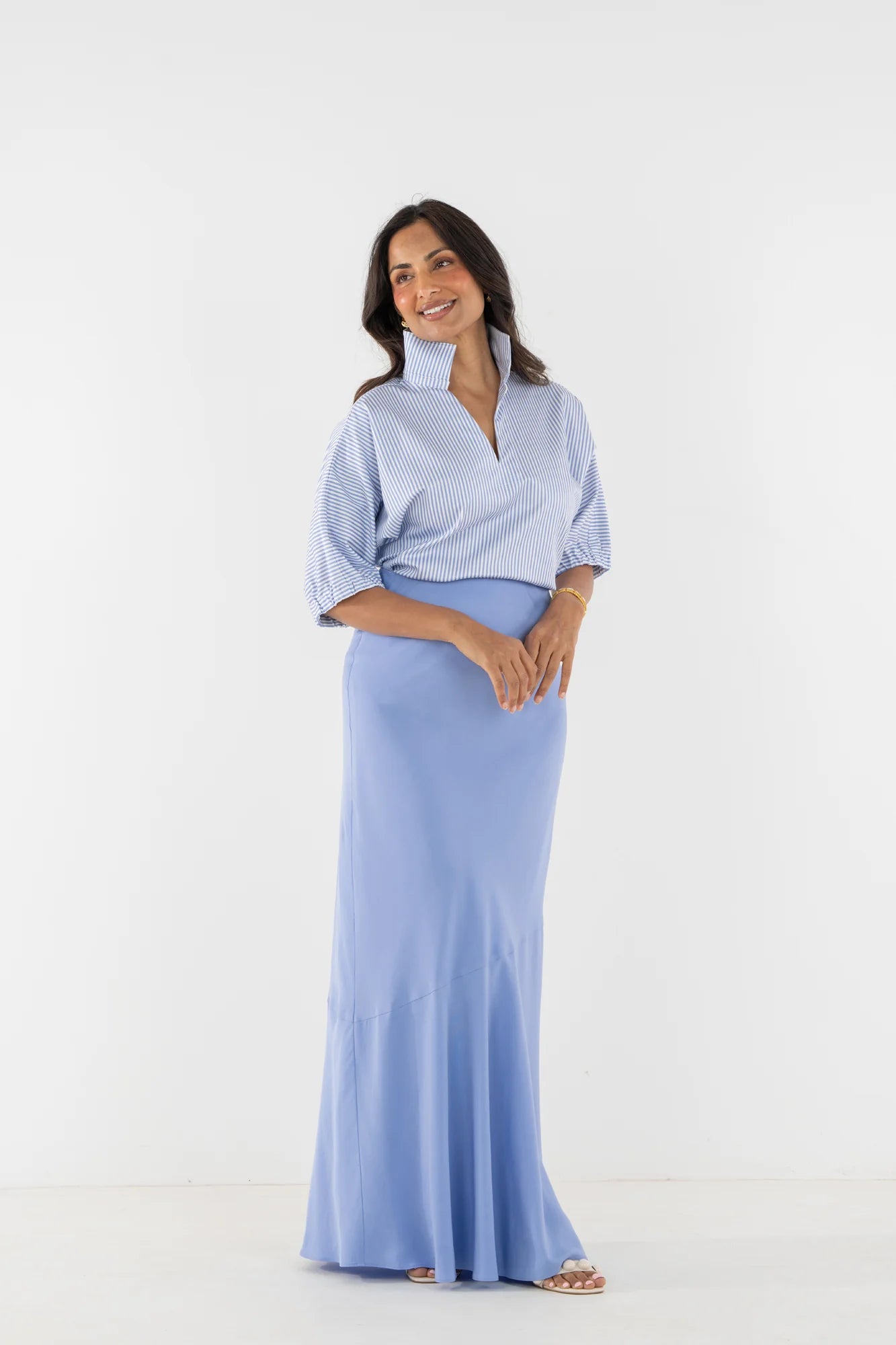 Emily McCarthy Poppy Top in Grape mist Stripe