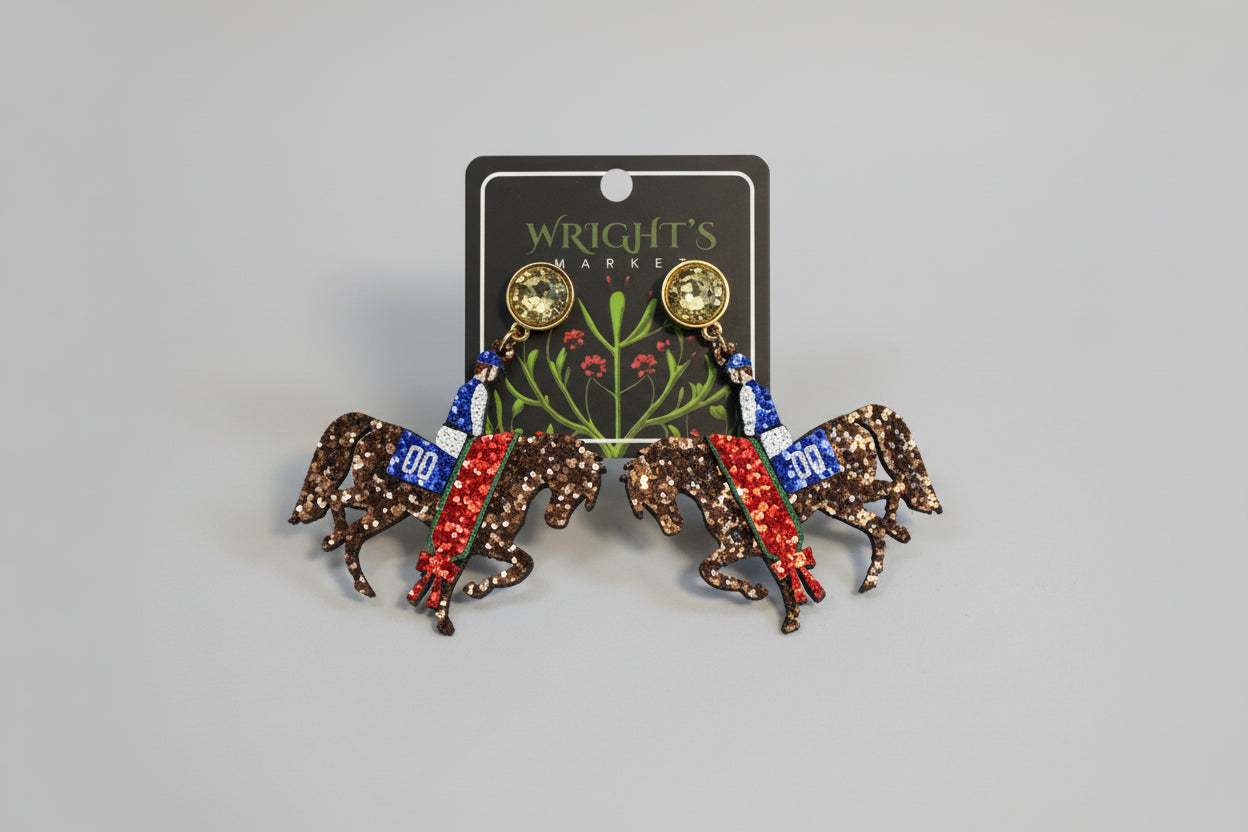 Glitter #1 Derby Player Earrings Brown