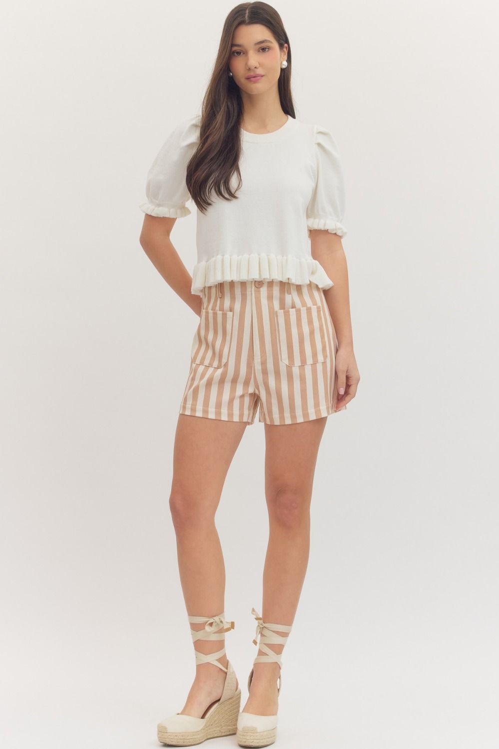 Tan Striped Shorts