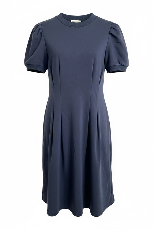 Navy Cotton Cinch Waist Dress