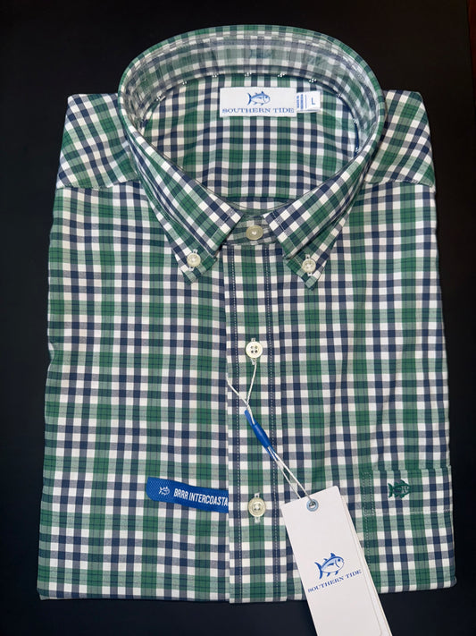 Southern Tide Haywood Plaid Sportshirt in Triumph Blue