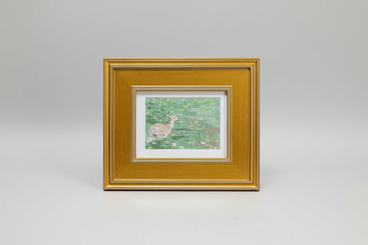 Green and Pink Lily Pad Doe 5x7 Framed Art by Austin Williams