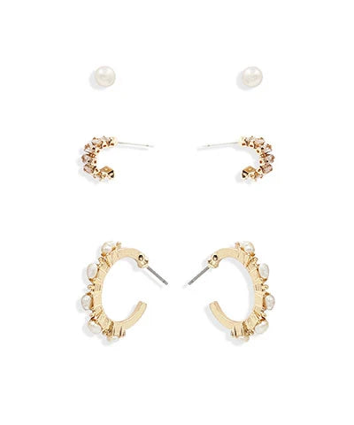 Crystal and Pearl Earrings Set