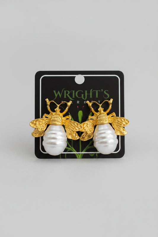 Bee with Pearl Earrings