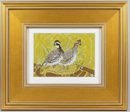 Chartreuse Bobwhite Quails 5x7 Framed Art by Austin Williams