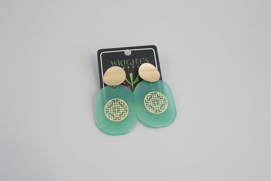 Oriental Filigree Round & Acrylic Earrings