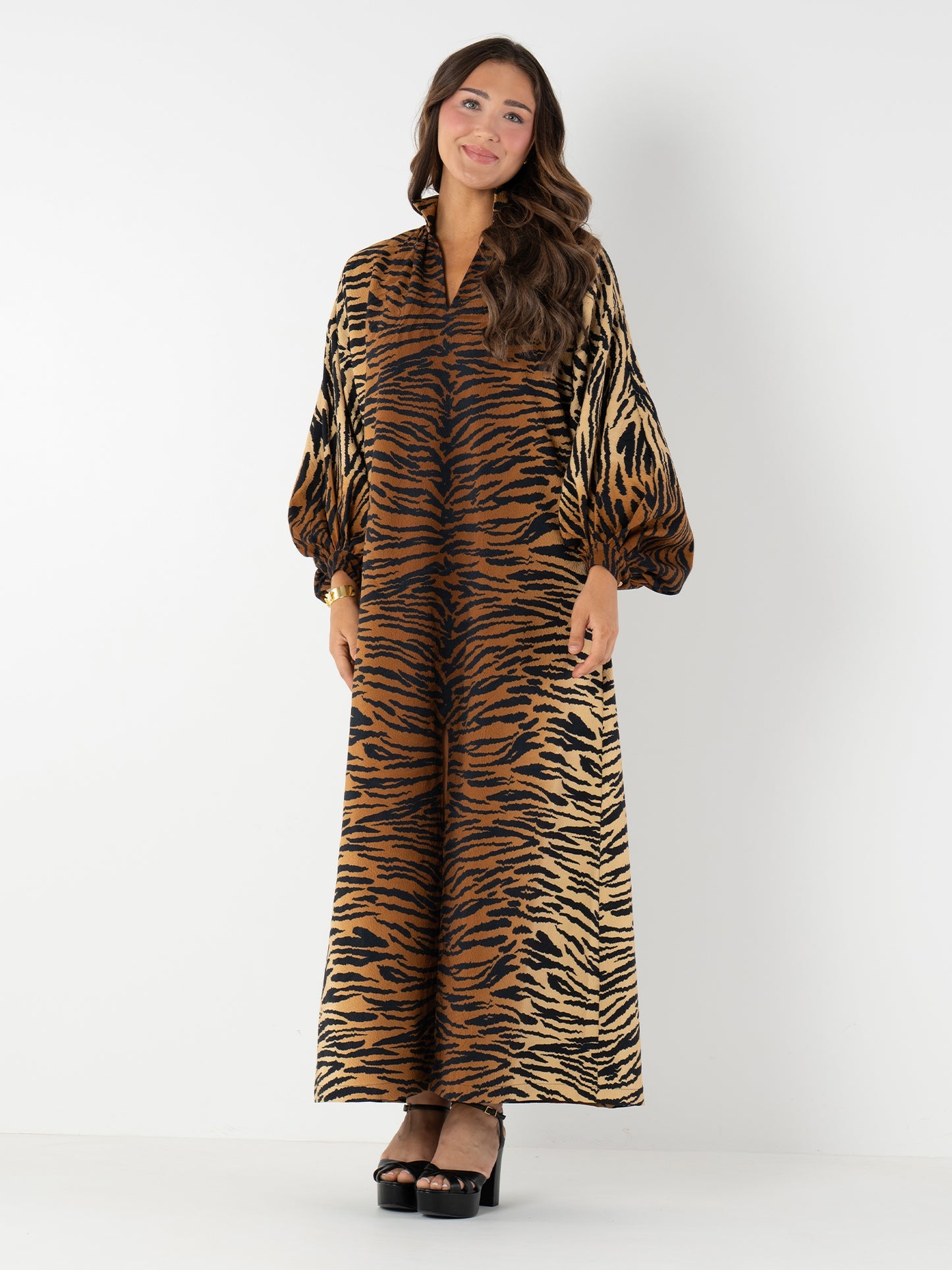 Fiona Dress- Tiger Jacquard
