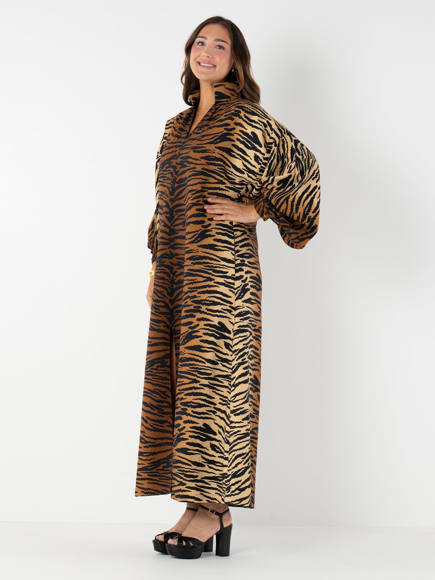 Fiona Dress- Tiger Jacquard