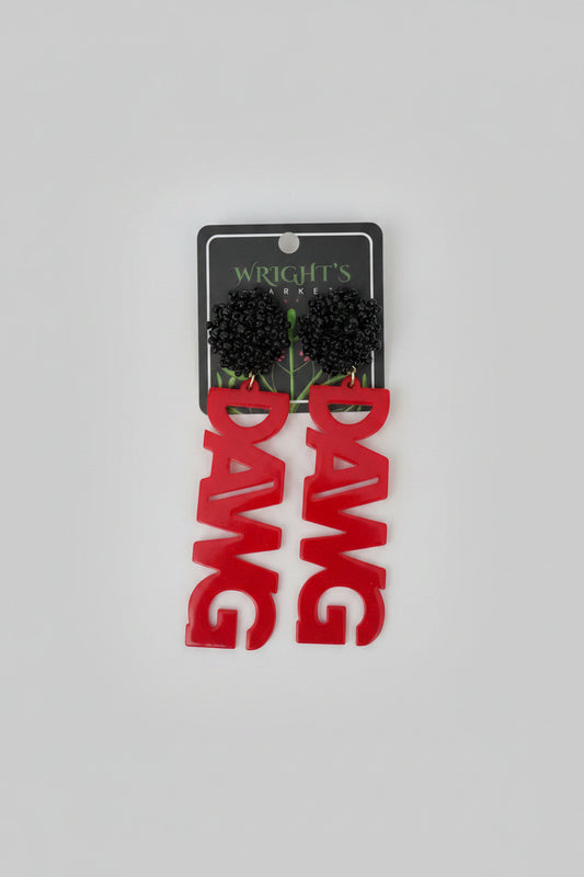 DAWG Letter & Pompom Earrings