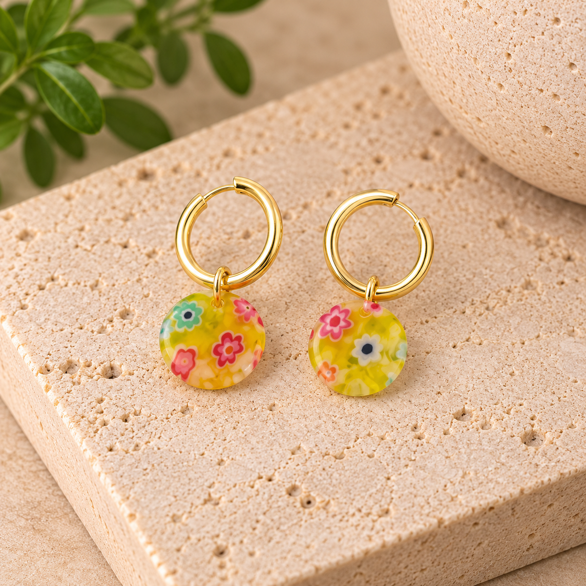 Sunshine Garden Floral Hoop Earrings