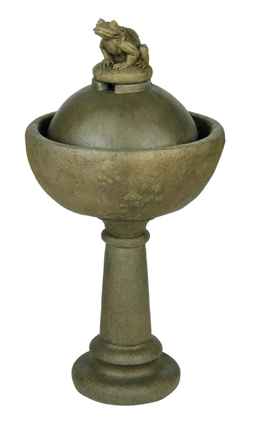 Athens Stonecasting Frog Fountain On Pedestal