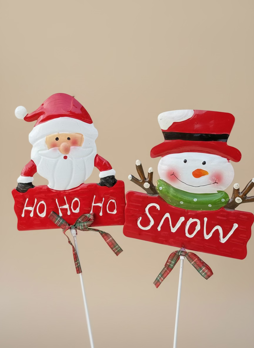 Assorted Santa/ Snowman on Pole